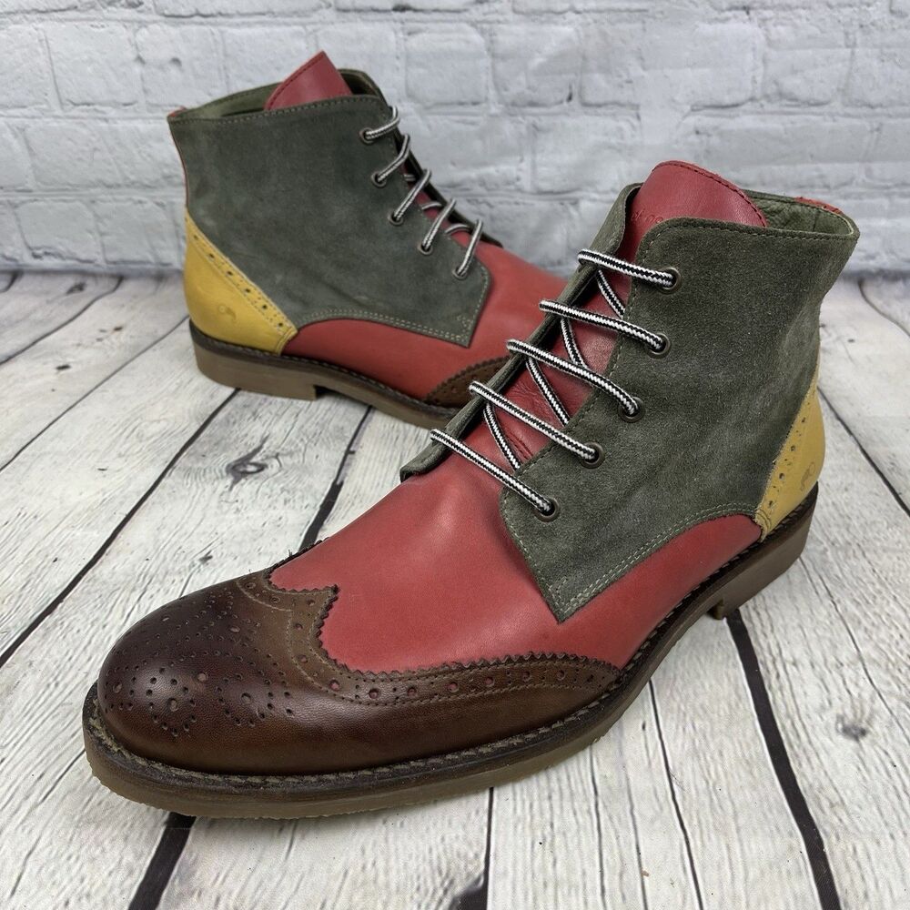 Moods of Norway Haugesund Ankle Boots Mens 11 EU 44 Color block Wingtip Leather